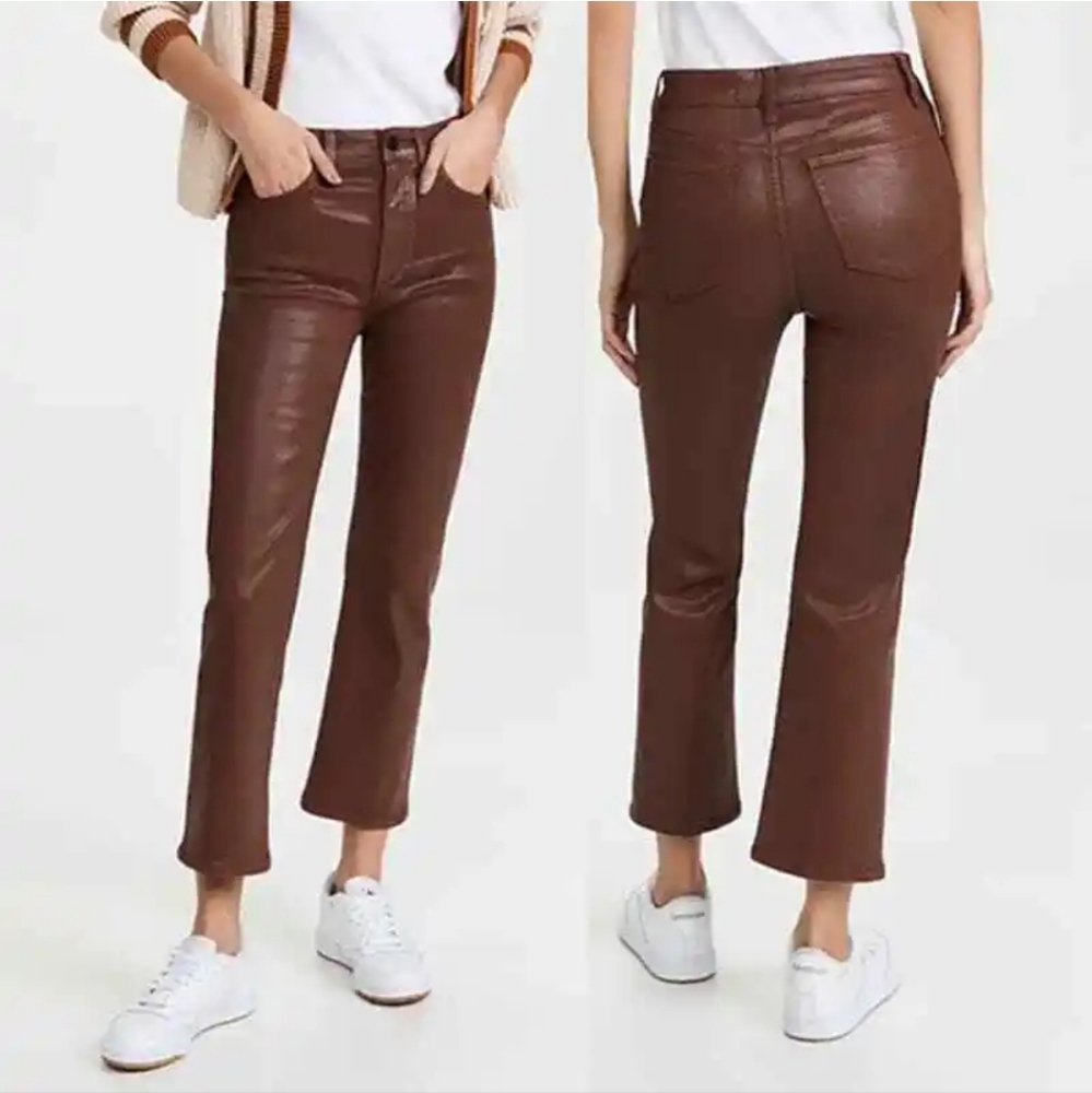 Joe's Jeans The Callie Coated High Rise Bootcut Crop Jeans Women's Brown Size 32
